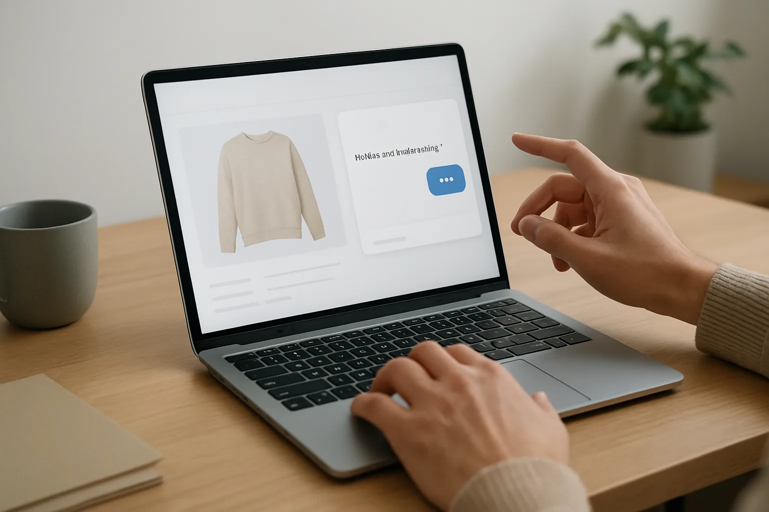 Szene eines E-Commerce-Händlers, der einen Chatbot auf seiner Website verwendet.